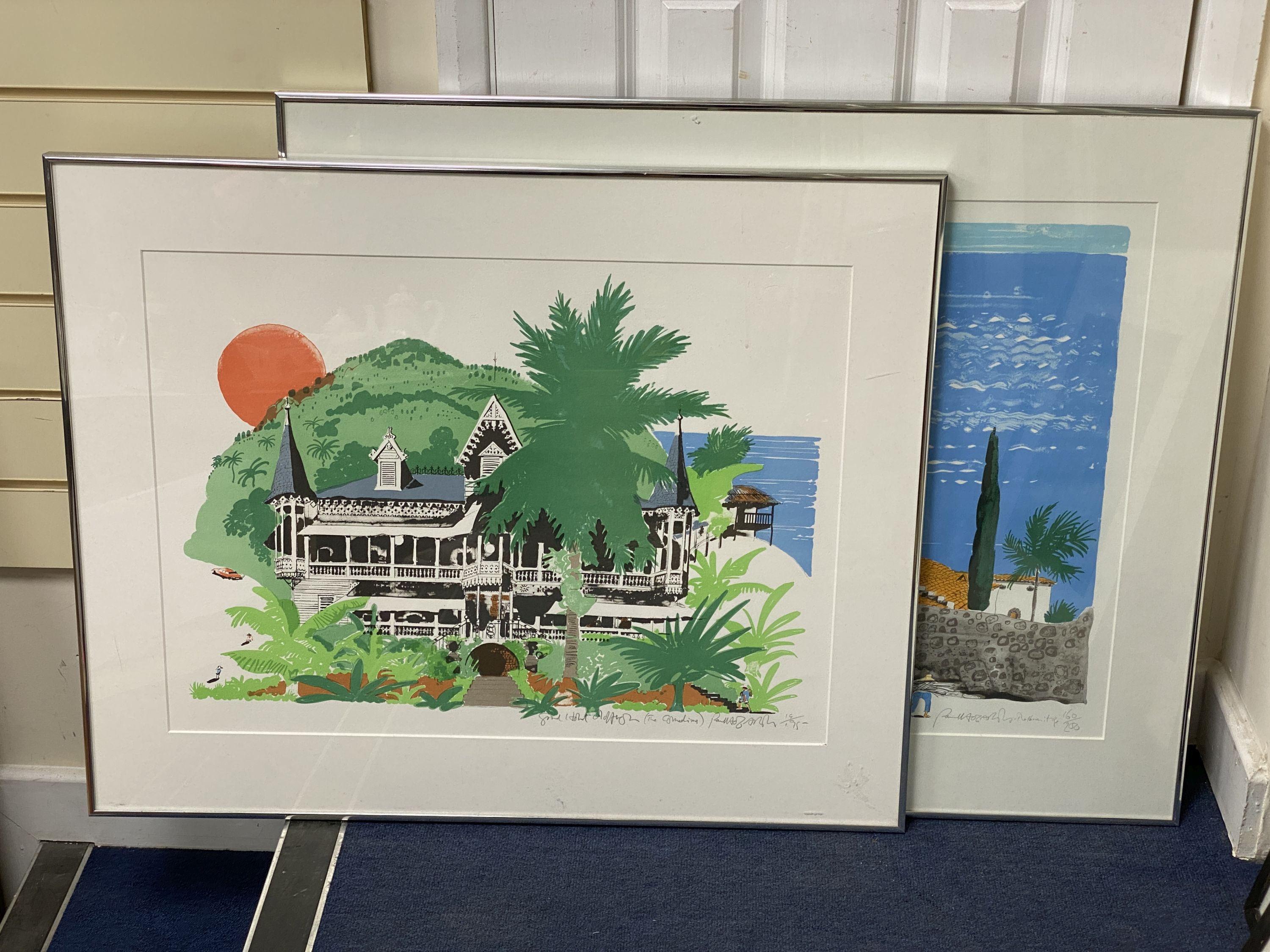 Paul Hogarth, two limited edition screenprints, Grand Hotel and The Hermitage, signed in pencil, 52 x 70cm and two other prints